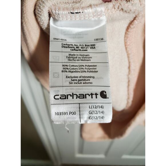Carhartt Women’s Relaxed Fit Hoodie Sweatshirt Pullover Blush Pink Size Large - Picture 2 of 11